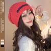 Women's Autumn and Winter New Style Pile Hat Big Head Wool Hat Showing Face Small Warm Knit Hat Student Ear Protection Cold Hat