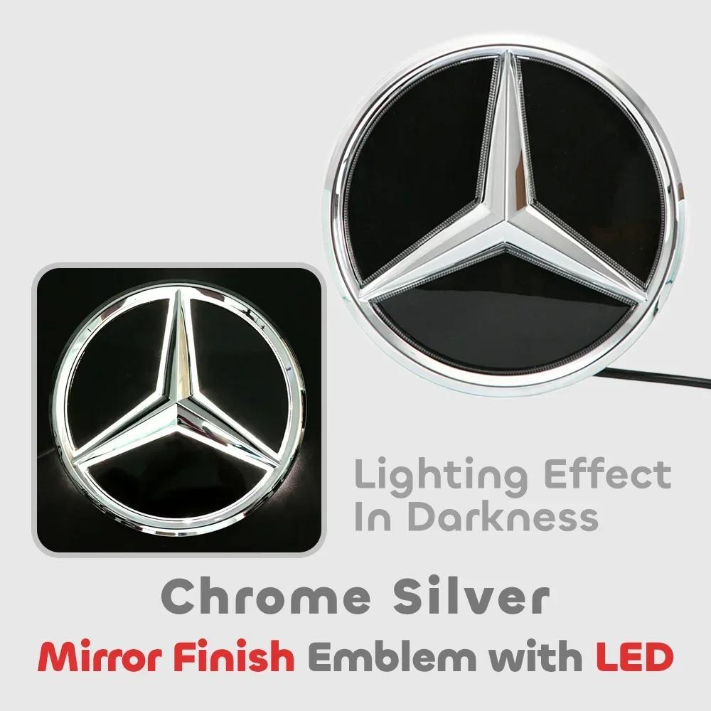 C200 E300 2026 Gorący Chrom Srebrny Błyszczący Czarny Gwiazda Przednia Osłona Chłodnicy Dekoracyjna Odznaka Emblemat w Stylu OE Chrom Srebrny Dla Mercedes Benz