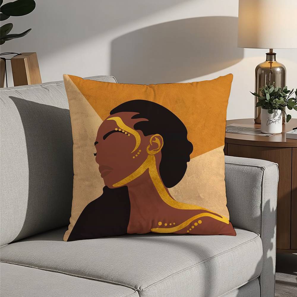 African Women Pillow Case 3D Print Polyester Fiber 40*40cm Home Sofa Throw Decoration Festival Gift