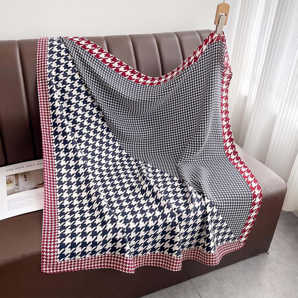 Summer thin 91 large square scarf women's splicing printing pattern versatile neck protection scarf with sunscreen shawl beach towel