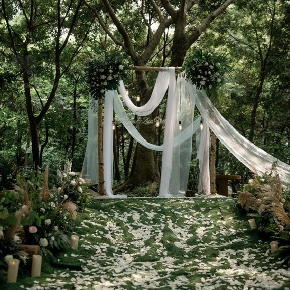 Set of 2 Wedding Arch Mesh Draping Fabric Sheer for Easter Bridal Shower Backdrop Outdoor Party Arches Church Ceremony Decoratio