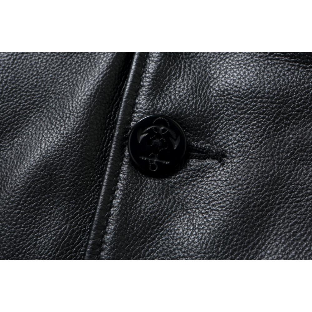 Chinese Size Long Men Leather Coat Genuine Soft Cow Leather Classic Double Breasted Turn Down Collar Leather Jackets For Men Clothing Autumn