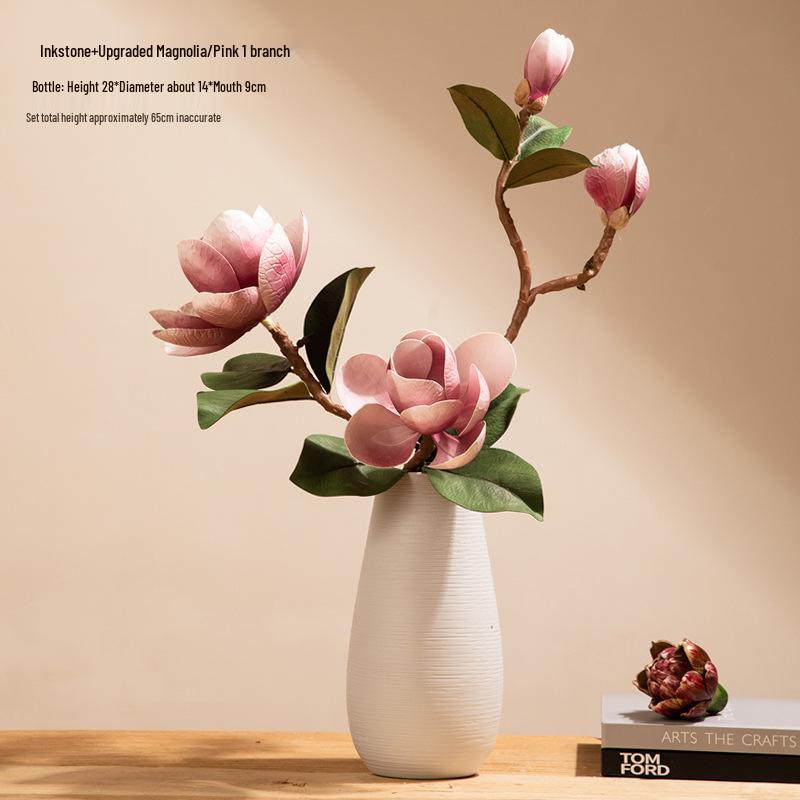 Composizione di fiori artificiali di magnolia: Set decorativo in ceramica per sala da pranzo o soggiorno