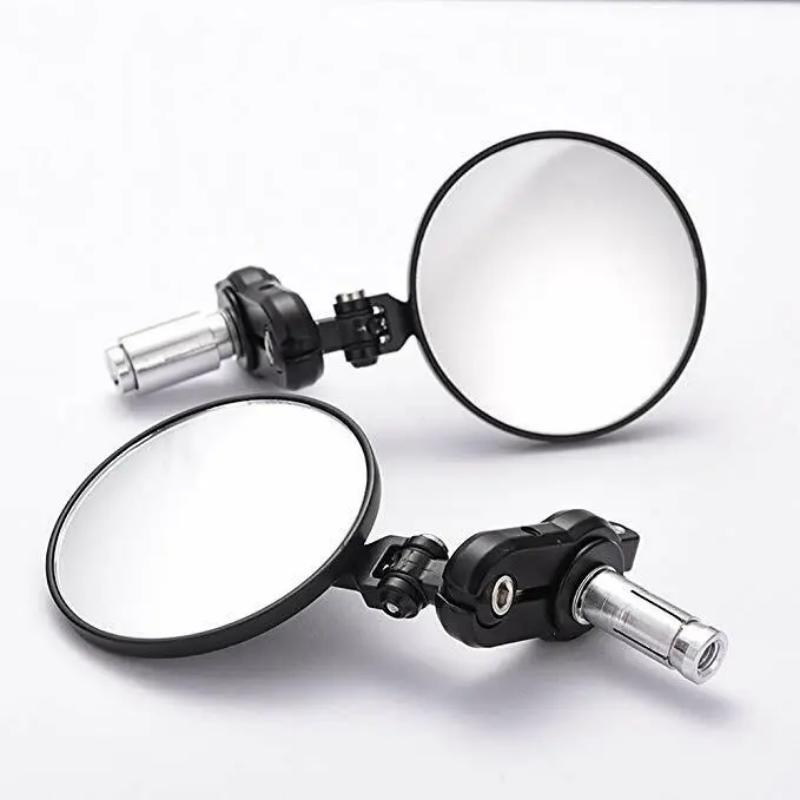 2PCS Universal Motorcycle Bike Modified Folding Motorcycle Rearview Mirror Black Handlebar Rearview Mirror