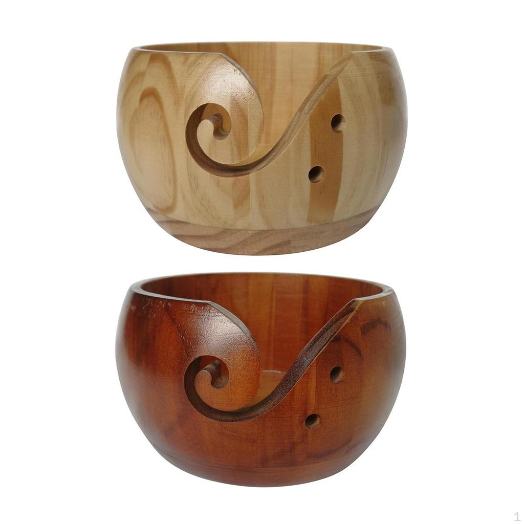 2x Wooden Yarn Bowl 6"X3" Holder Knitting Crochet Winder Threads