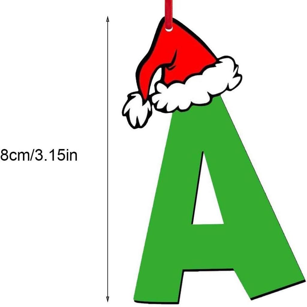 1Pcs Christmas Decoration Green Letter Hanging Christmas Tree Pendant Ornament for Home Decor Navidad New Year 2026 Accessories