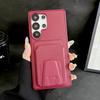 Applicable To Samsung S26Ultra Trapezoidal Card Case Holder, Mobile Phone Case S25Ultra Anti-drop A57 Leather Pattern Protective Case