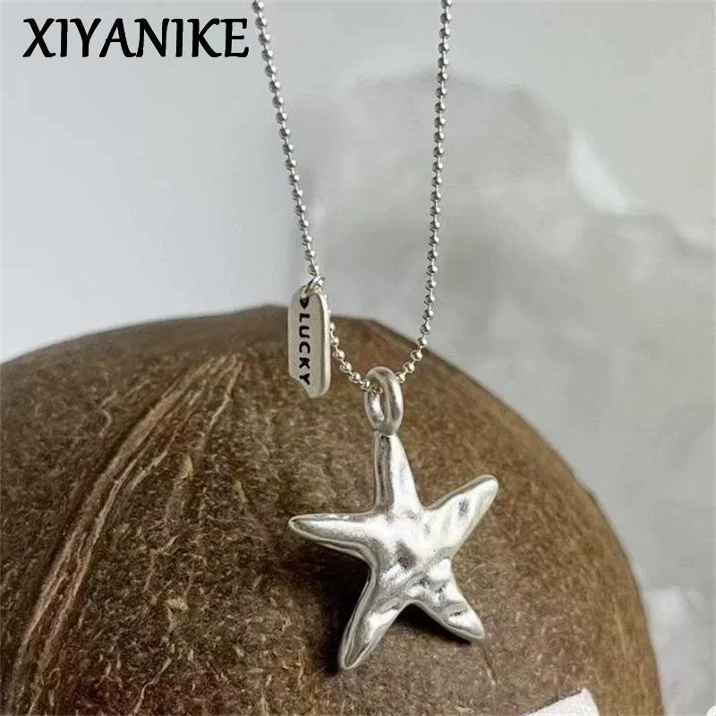XIYANIKE Frosting Starfish Charm Pendant Choker Necklaces For Women Lady Korean Fashion New Engagement Jewelry Gift Party