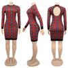 H208 European Spring/Autumn Women's Long Sleeve Irregular Print Dress