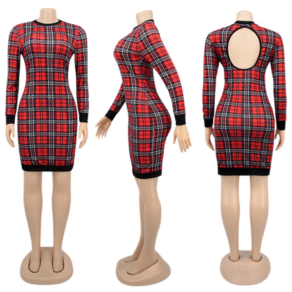 H208 European Spring/Autumn Women's Long Sleeve Irregular Print Dress