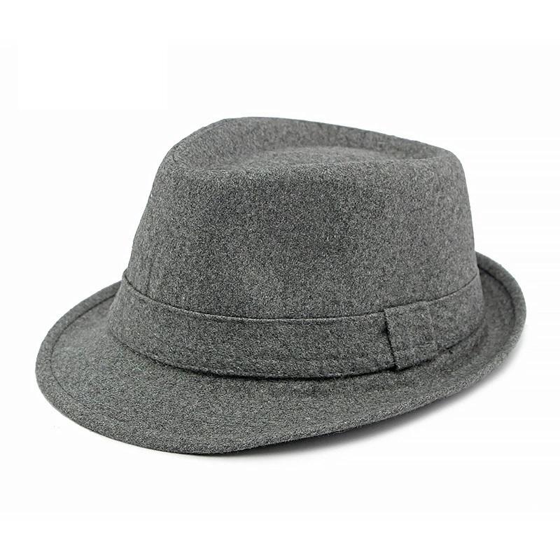 Hat for Men New Autumn Winter Style British Style Men's Jazz Hat Simple Plain Woolen Hat Middle-Aged and Elderly Gentleman's Hat