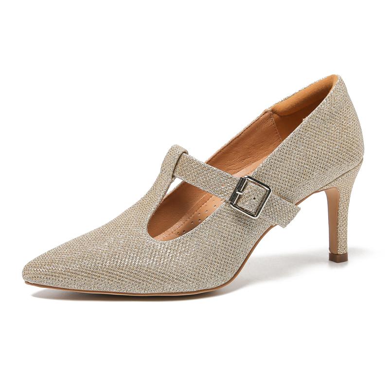 

Luxury Black High Heels Mary Janes Shoes Woman Point Toe Heeled Dance Party Wedding Office Shoes Ladies Dress Pumps Large Size 37 золотий