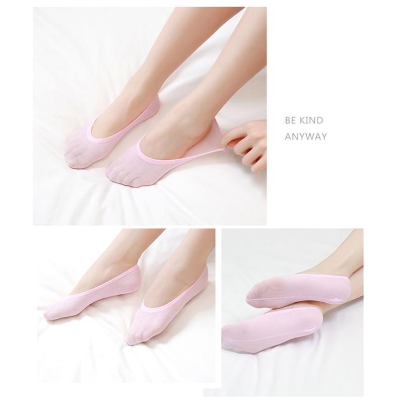 5 Pairs Women's No Show Socks Candy Color Nonslip Silicone Grip Breathable Nylon Invisible Low Cut Socks For Summer