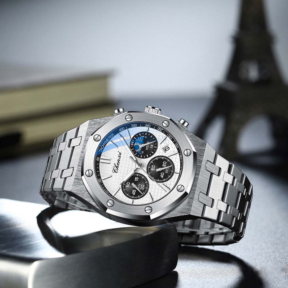 CHENXI Men's Watches Luxury Brand Calendar Luminous Waterproof Men Wristwatch High Quality Quartz Stainless Steel Sport Watch