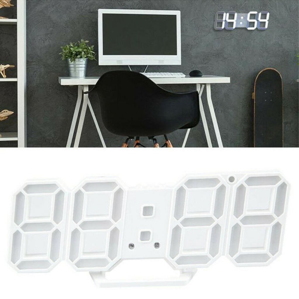 3D Modern Digital LED Wall Clock 24/12 Hour Display Timer Alarm Home USB