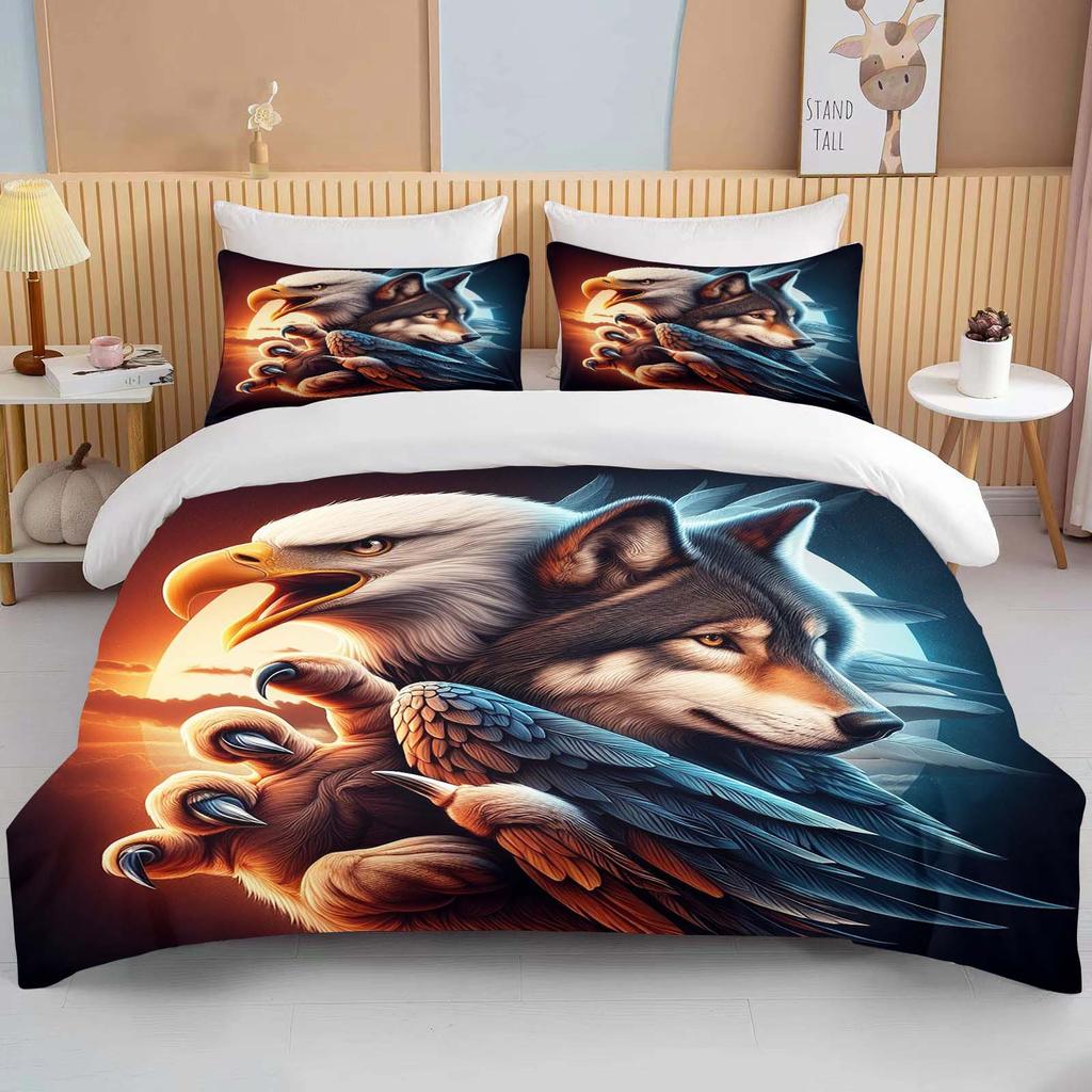 Lion Fox Horse Eagle Wolf   Bedding Set Duvet Cover 1 Duvet Cover 2 Pillowcases Adult and Child Bedding Set Luxury Holiday Gifts