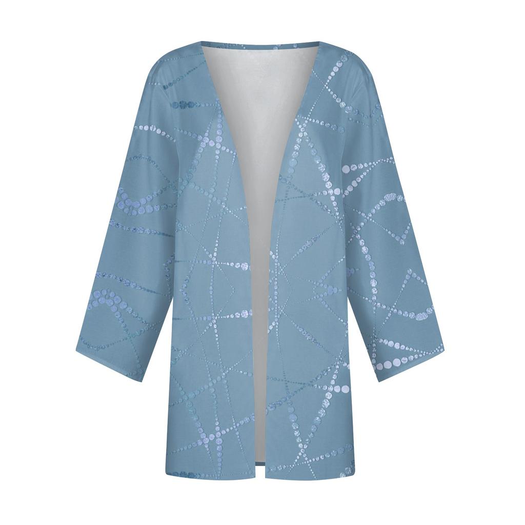 Women's Casual Fashion Retro Printed Lightweight Medium Length Jacket Cardigan