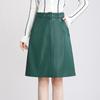 Womens High Waist Straight Midi Skirt Solid Color Sheepskin Blend A-line Fall 2026 Plus Size 26