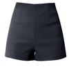 Women's Black High Waist Suit Shorts with Plus Velvet Lining - Slimming Elastic A-Line Leggings for Autumn and Winter