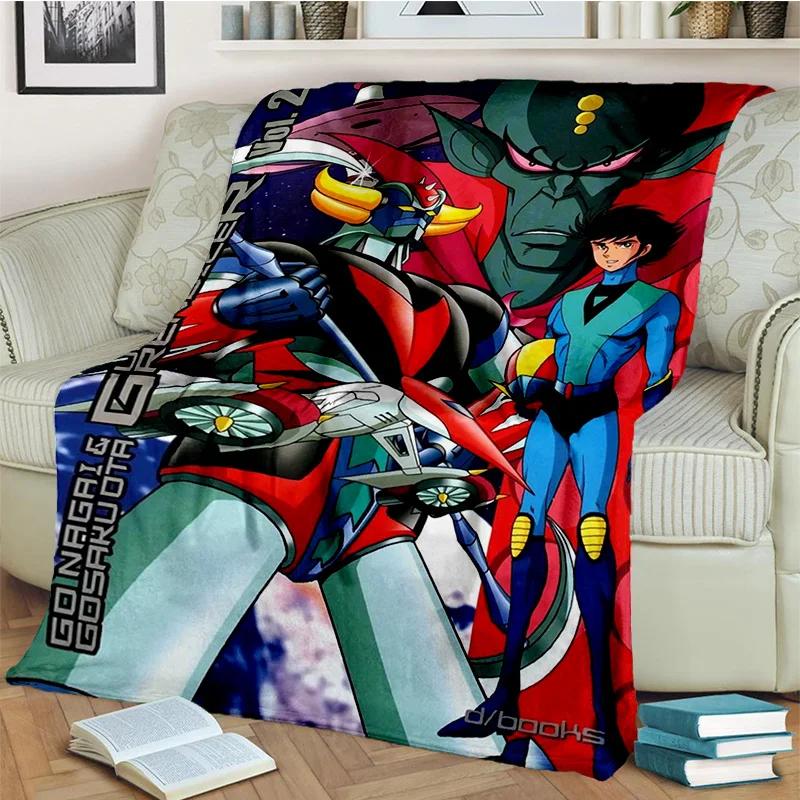 Cartoon UFO Robot Grendizer Anime Blanket,Soft Throw Blanket for Home Bedroom Bed Sofa Picnic Travel Office Cover Blanket Kids