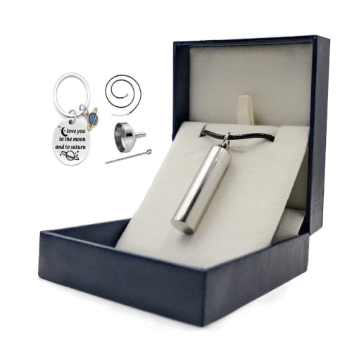 Rockyu Stainless Steel Memorial Necklace with Ashes, Matte Mirror Finish, Removable, Perfect for Keeping Ashes, Popular Commemorative Necklace, Column