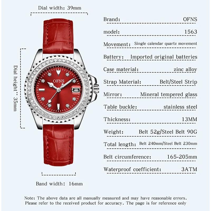 Women's Quartz Watch Simple Diamond Inlaid Waterproof Luminous Calendar Three Needle Business Fashion Women's Watch