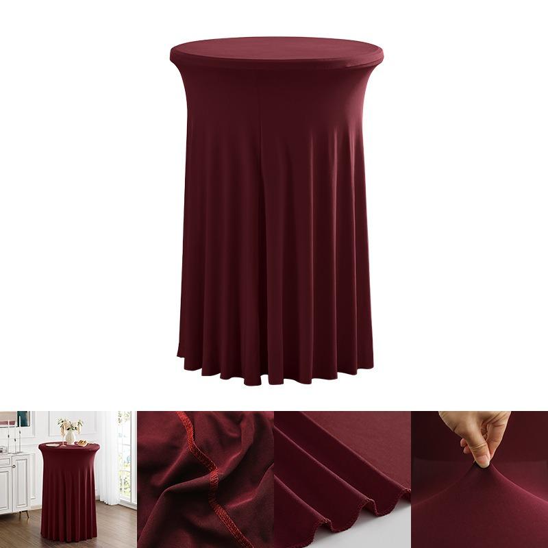 60/70/80cm Cocktail Table Skirts Stretch Spandex Fitted Tablecloths Wrinkle-Resistant Washable for Weddings Parties Banquets