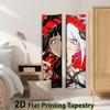 Gothic Anime Girl Vertical Tapestry Set Black Red Wall Hanging For Teen Bedroom Dorm Aesthetic Decor