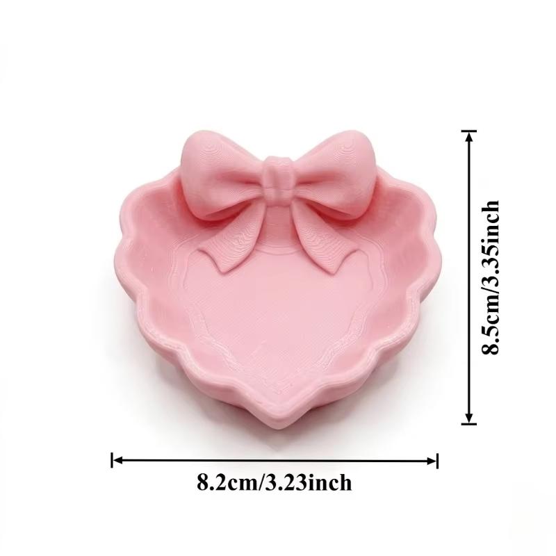 

Pink Bow Tray Minimalist 3d Printed Tray Jewelry Storage Tray Modern For Office Desk Bathroom Sink розовый
