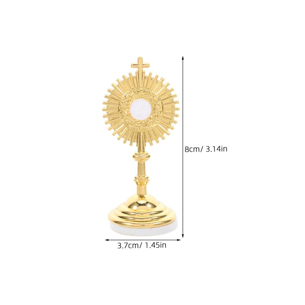 2Pcs Brass Metal Standing Crucifix Cross for Home Decor Catholic Church Prayer Tabletop Display Religious Christian Ornament