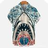 1116 New Shark 1d Printing Summer Casual Short Sleeve Shirt Men's Wholesale Manufacturer Europe