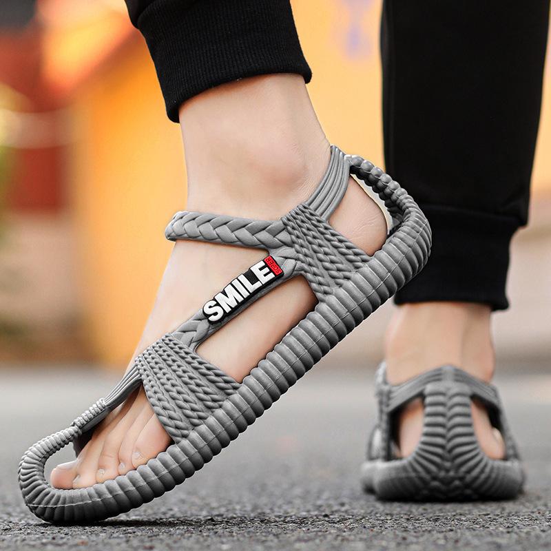 Luxury summer men's beach sandals new retro ethnic style EVA woven shoes men's and women's loose toe casual comfortable sandals