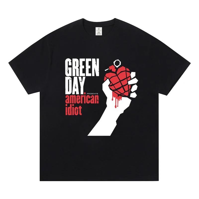 

Greenday Shortsleeved Tshirts Around Concert Clothes for European and American Rock Fashion Casual Unisexs and Womens Tshirts S