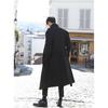 Men's Spring and Fall  Loose Lacing Medium-length Tweed Coat Youth Solid Color Single-breasted Lapel Windbreaker