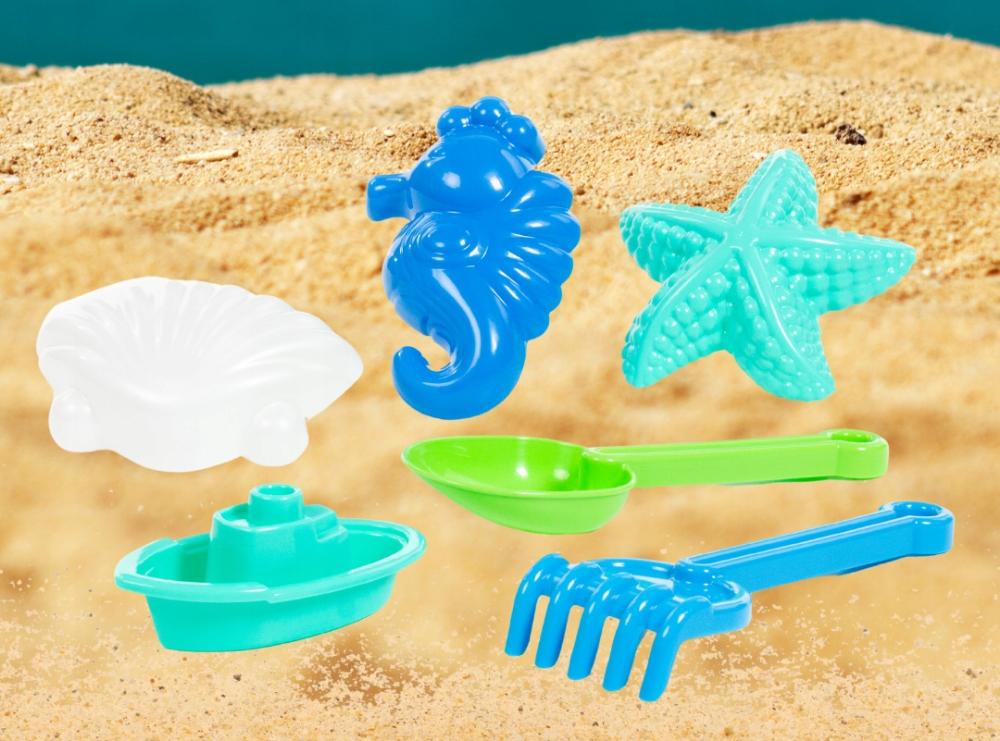 Łopatka Grabki Łódeczka Foremki Do Piasku Na Plażę Zestaw 5 Sztuk
