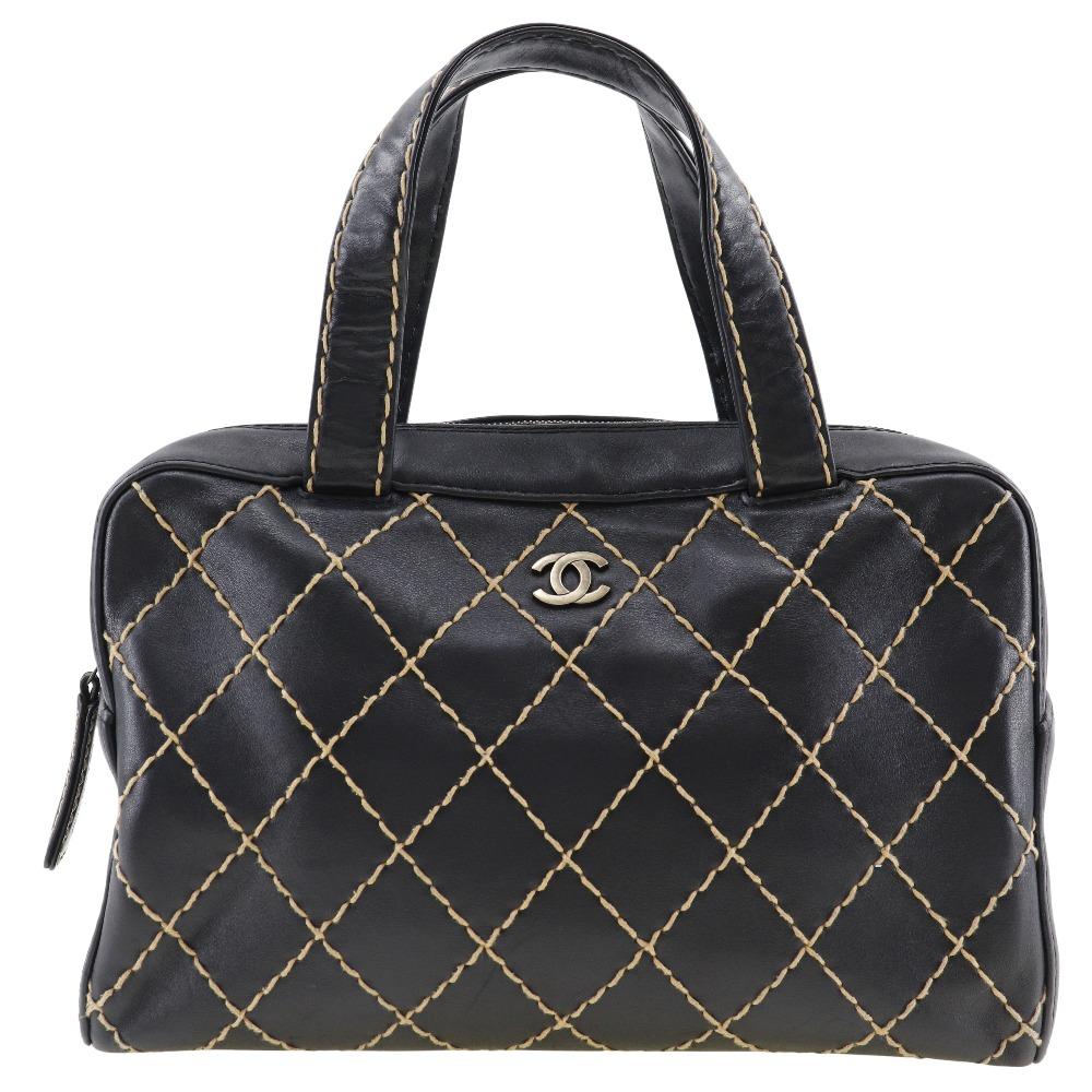

CHANEL Wild stitch Handbag COCO Mark black Calfskin Women Used