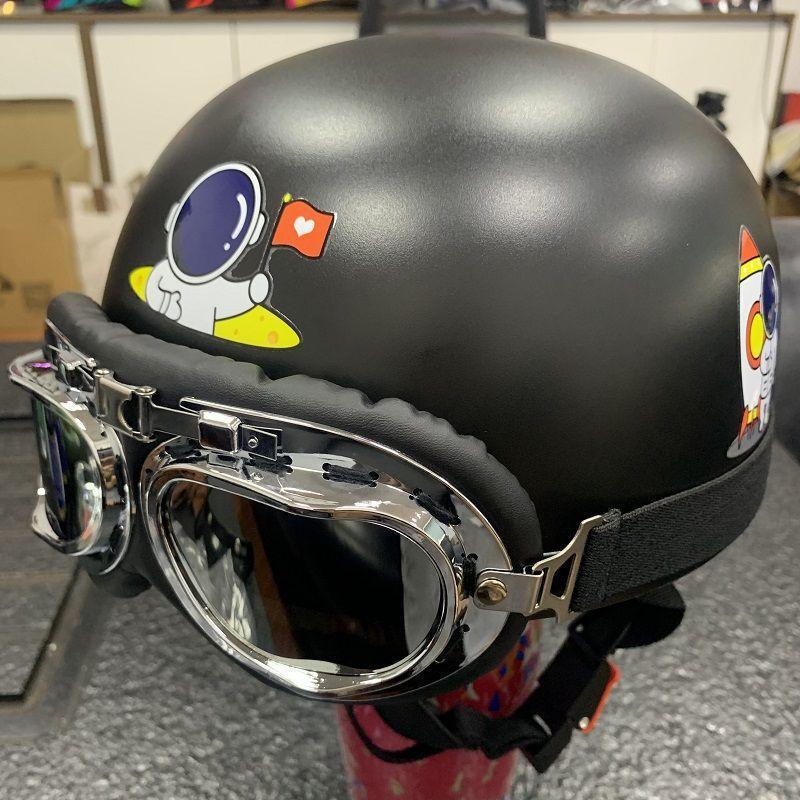 Trendy Street-Style Half Helmet with Eye Protection for Young Riders