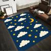 Clouds and Stars Pattern with Moon Rug Non-slip rug suitable for living room and bedroom sofas.