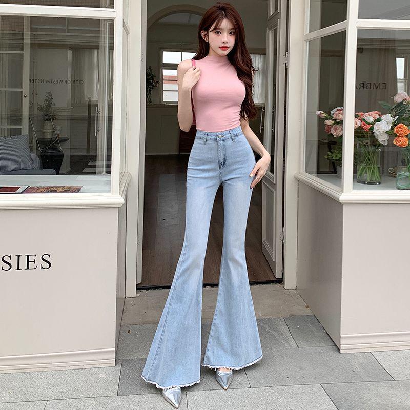 2025 Spring/Summer Women's High-Waist Flare Denim with 3D Bowknot - Slimming & Lifting