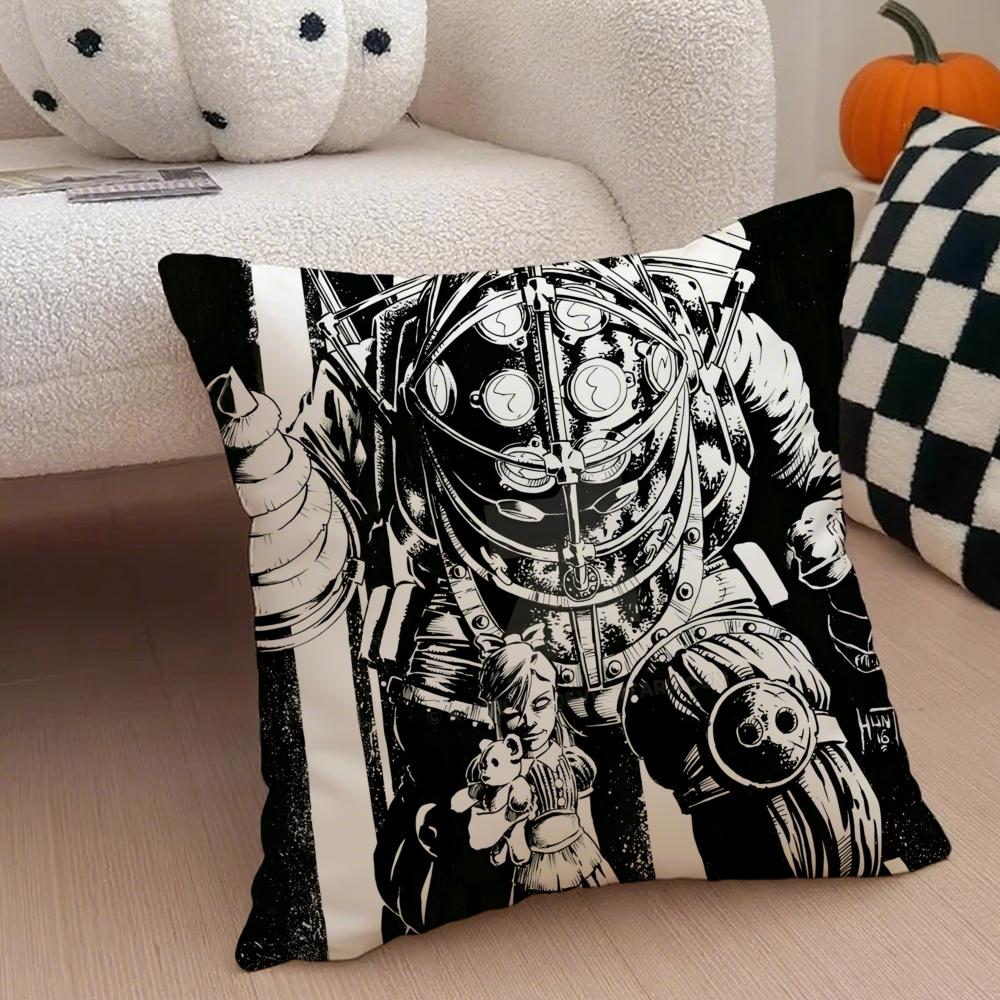 game scifi BBioshock IInfinite Cushion Cover Throw Pillow Cover Hidden Button Durable Polyester Chair Cushion