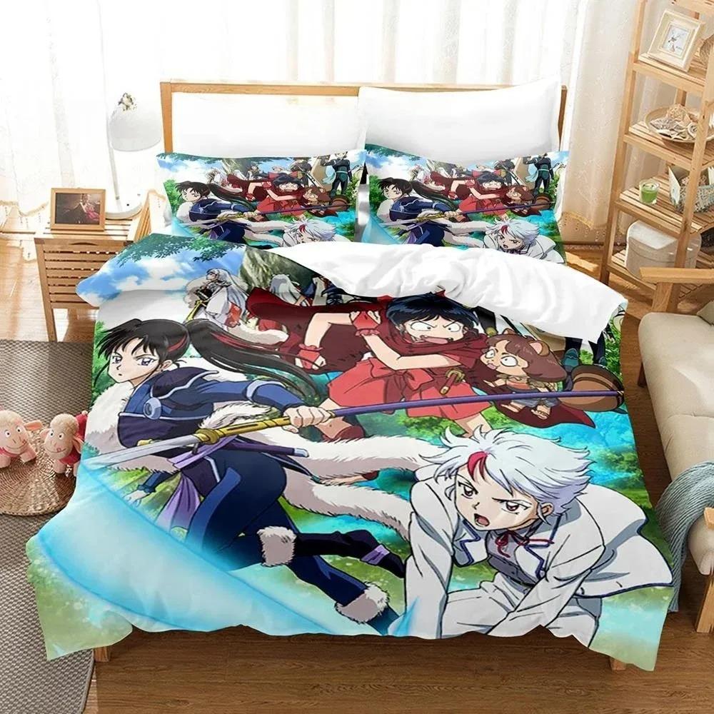New Fashion Inuyasha Bedding Set Single Twin Full Queen King Size Bed Set Adult Kid Bedroom 3D Anime Bed Sheets and Pillowcases