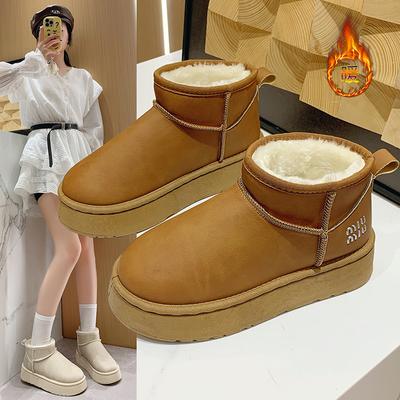 Modemarke Damen Schuhe Stiefel Winter Schuhwerk Runde Zehe Flacher Absatz Stiefel Damenmode Schneestiefel Niedriger Schaft 2024 Damen Knöchel Baumwolle