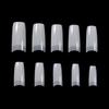 500Pcs Clear/Natural French Square Nail Tips Acrylic Nail Artificial Half False Flakes Nail Tips 10 Sizes with Clear Plastic Box