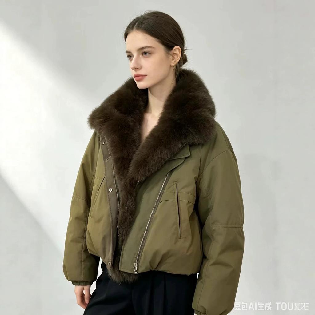 Popular iarnă nou natural blană reală de vulpe guler la modă versatil larg cald pie depășit palton femeie