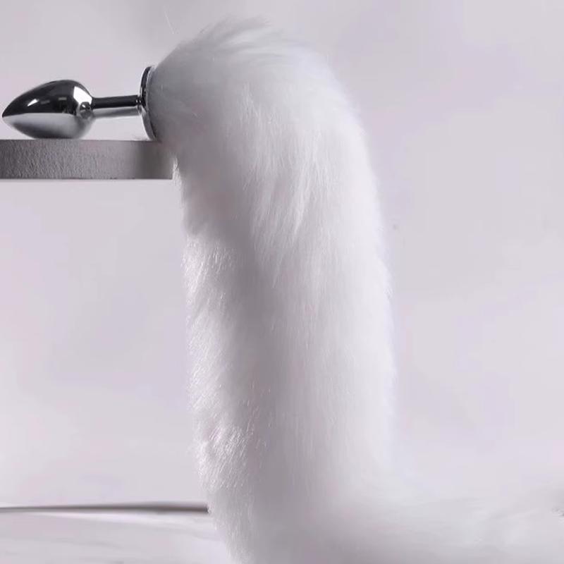 Metal Anal Plug with Soft Fox Tail for Men Women Wearable Intimate Toy for Cosplay Roleplay Sensual Massage Adult Bedroom Fun
