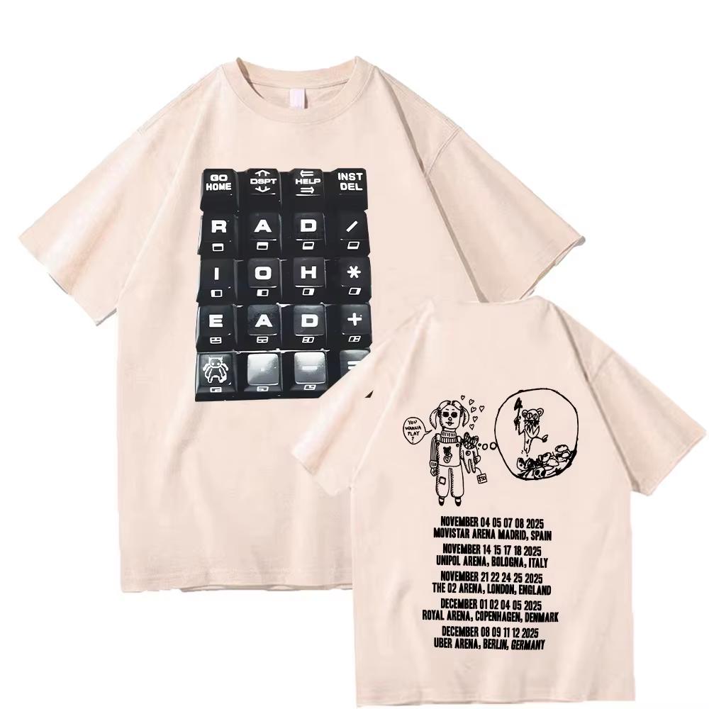 Radiohead 2026 Black Tour T-shirt Fashion Rock Band T Shirt Men Women Oversized Loose Tops Streetwear Summer Short Sleeve Tees