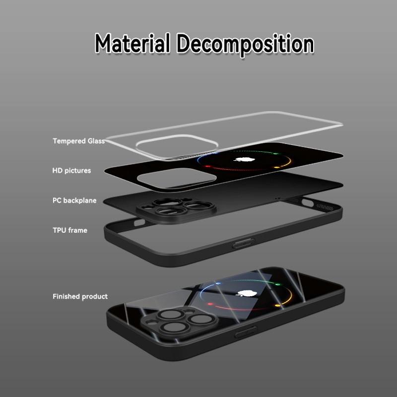 Colorful Halo For Apple Pattern Tempered Glass Phone Case For iPhone 17 16 15 14 13 12 11 Pro Max 17 Air 7 8 Plus XR XS X Cover