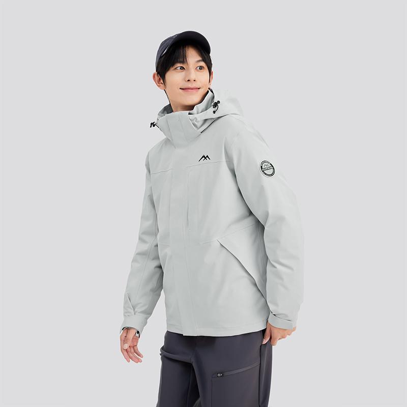 Skechers Magic Cube Series 3 In 1 Down Insulation Warm Windproof Waterproof Wear Resistant Jacket Men Jacket Moon-Gray L424M143-00MV