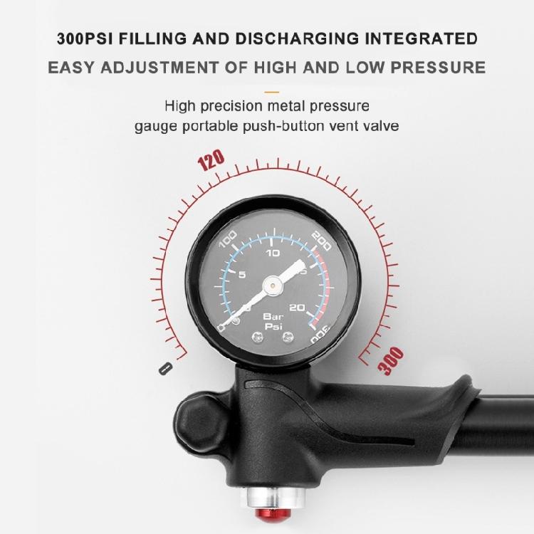 Small Pumps Inflator Portable High Pressure Shock Pumps for Front Fork and Rear Suspension 300PSI Air Pumps with Gauge
