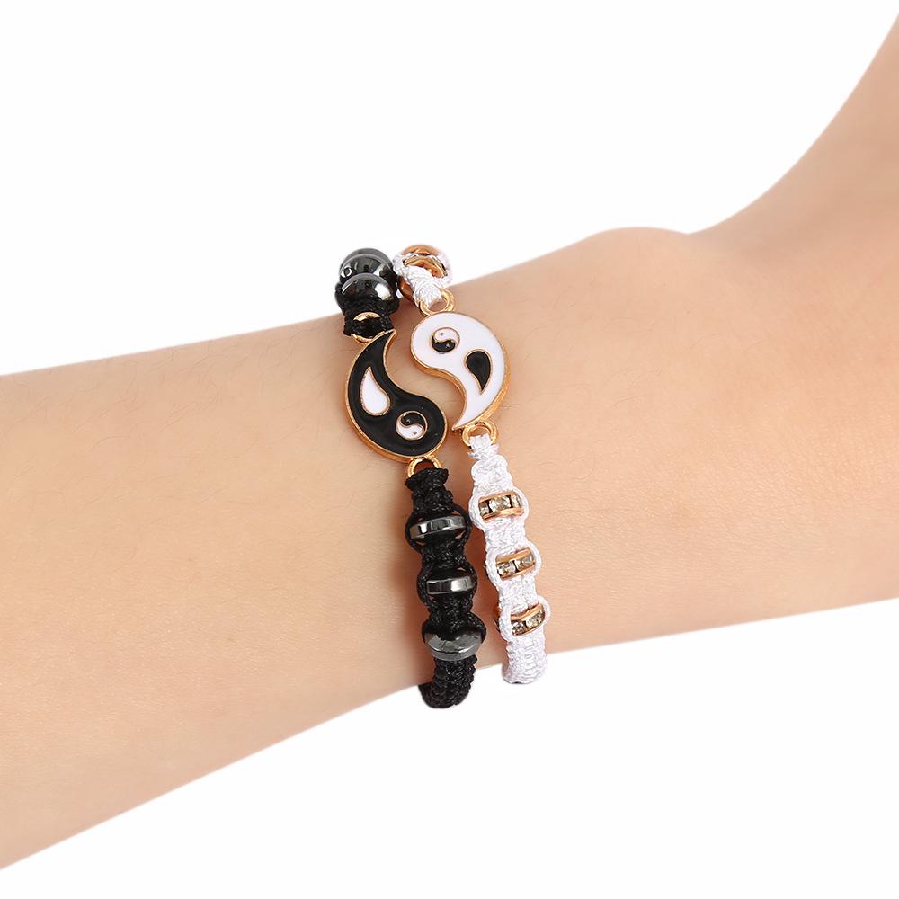 Tai Chi Dragon Totem Alloy Bracelet & Necklace Set - Handmade Braided Design